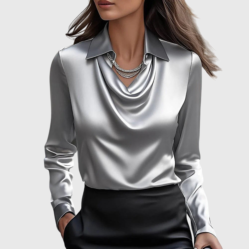 Genevieve Satin Cowl Neck Blouse