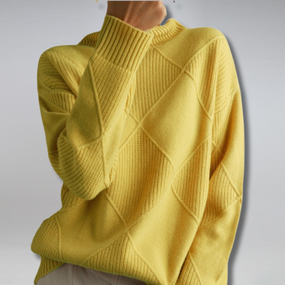 Elara Diamond Knit Turtleneck Sweater