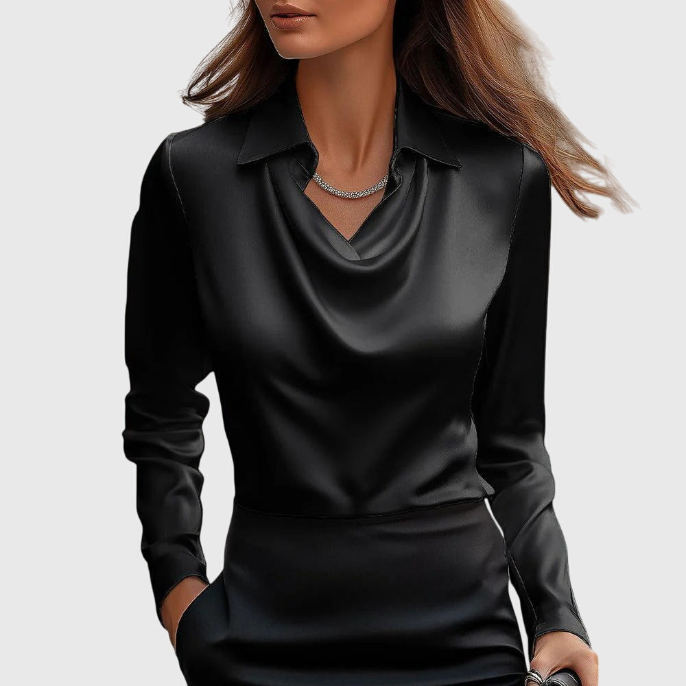 Genevieve Satin Cowl Neck Blouse