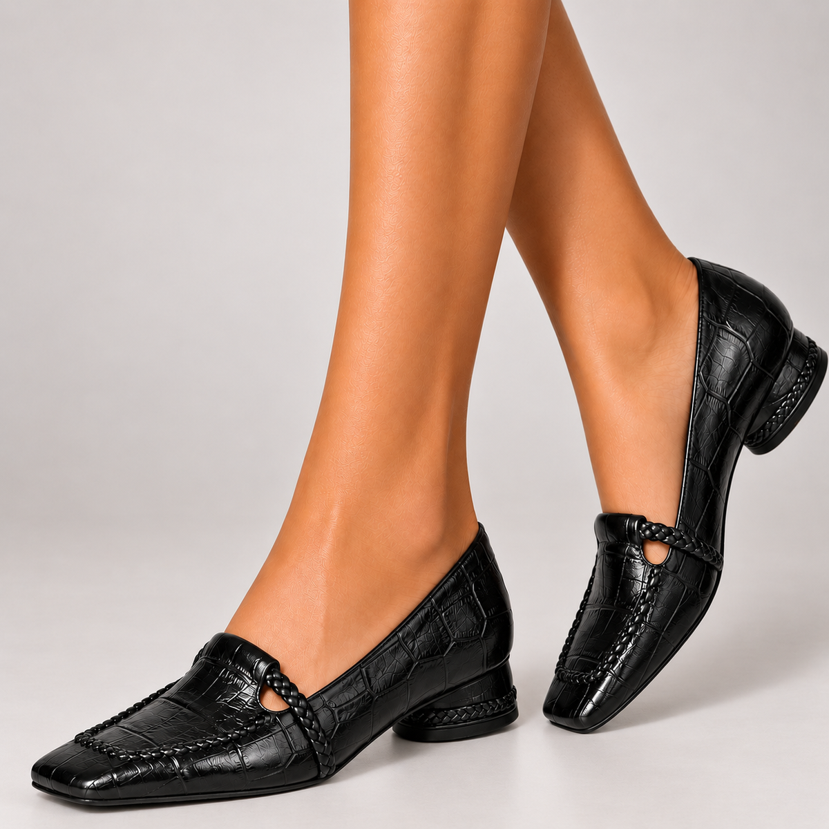 Croc-Embossed  Heel