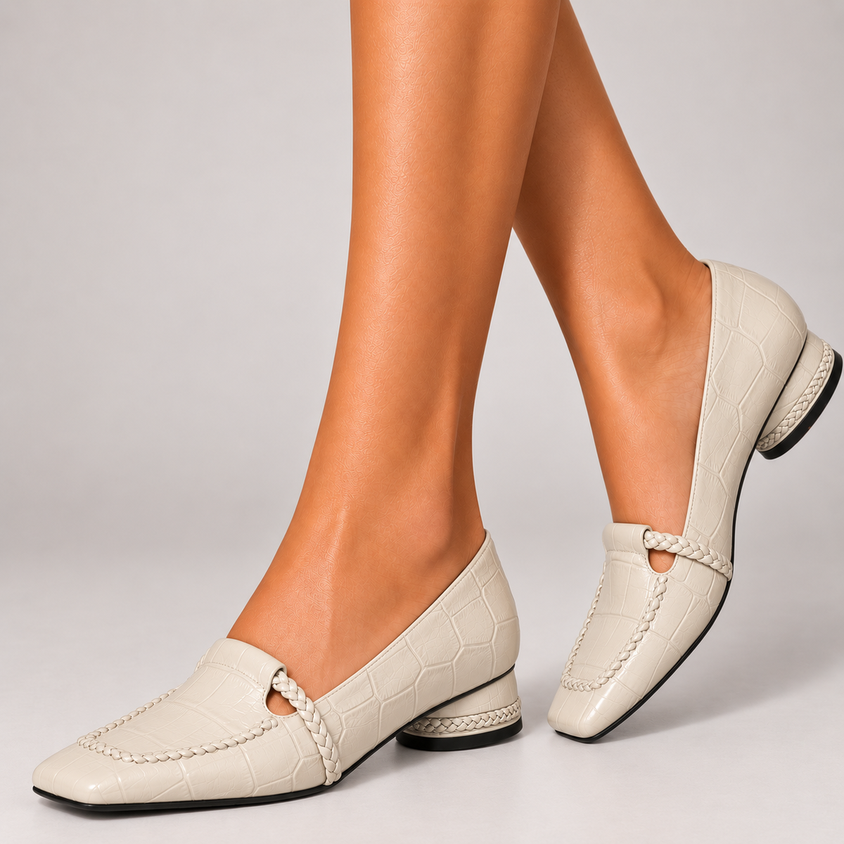 Croc-Embossed  Heel