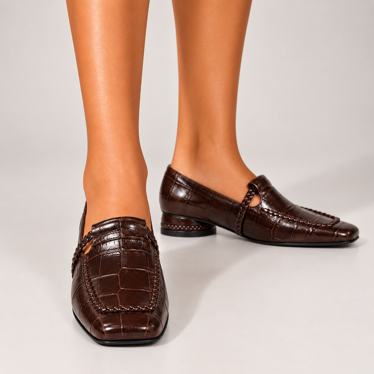 Croc-Embossed  Heel