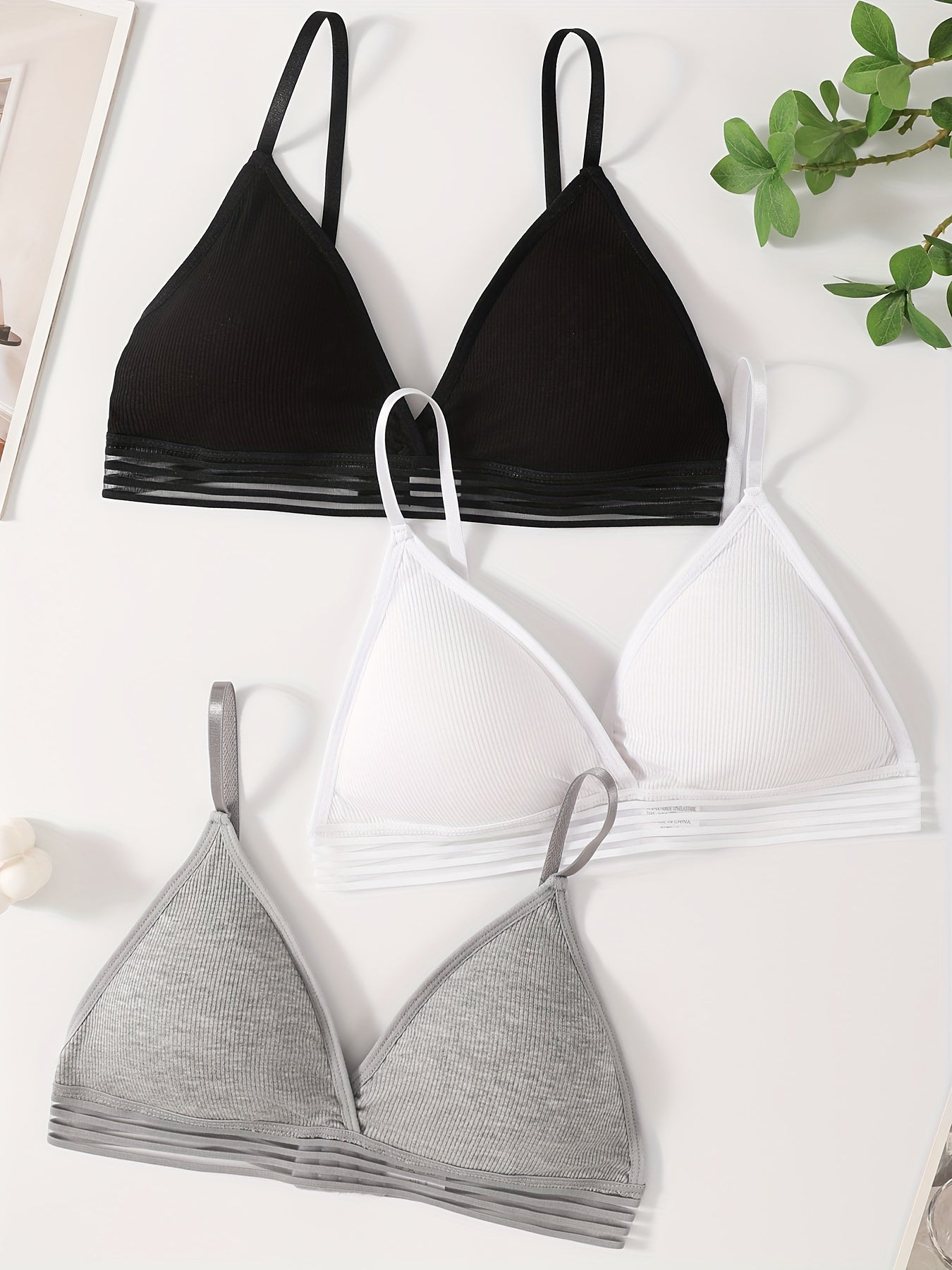 Ribbed Comfort Bralette – 3PC Set