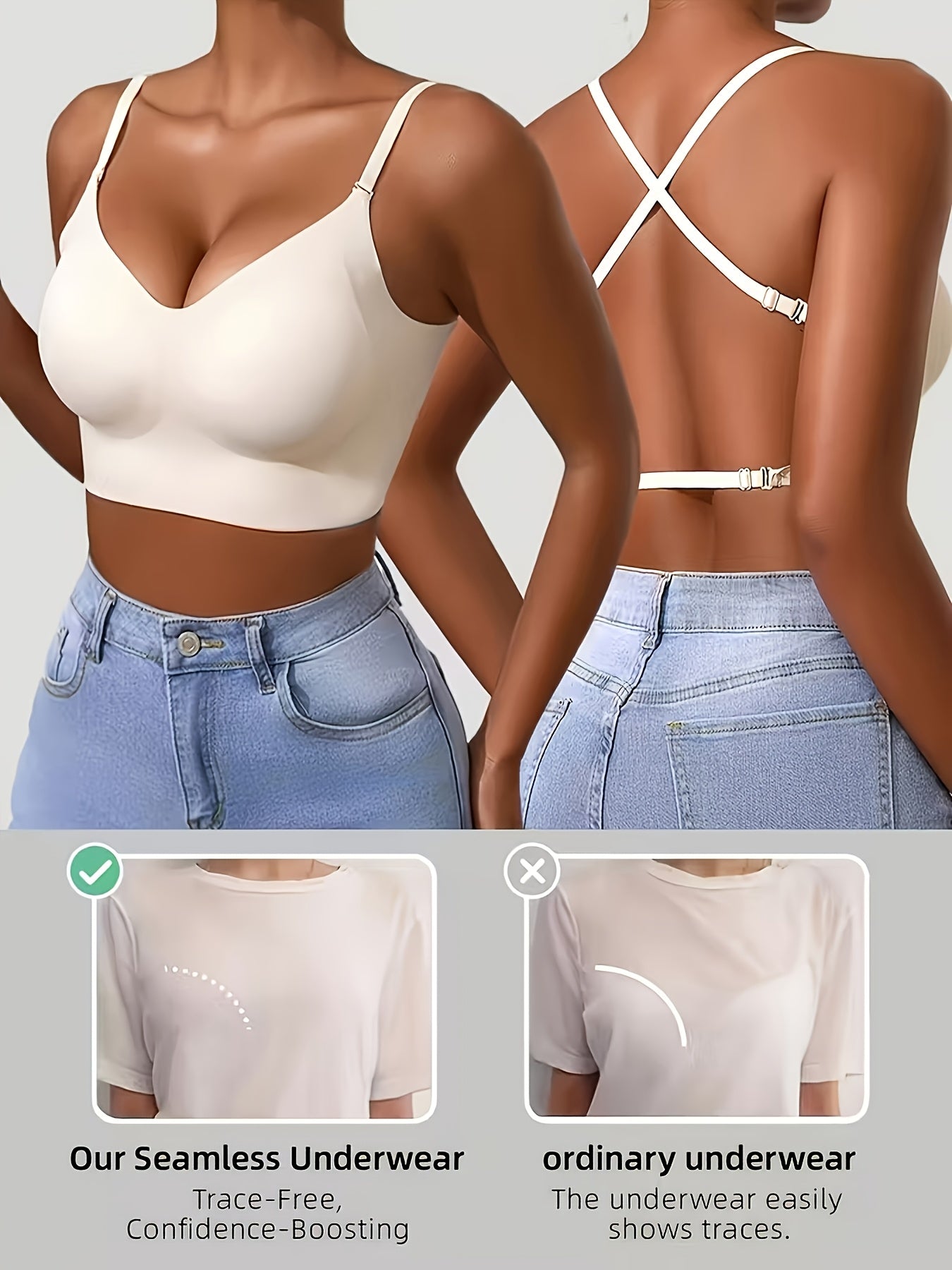 Seamless V-Neck Comfort Bra