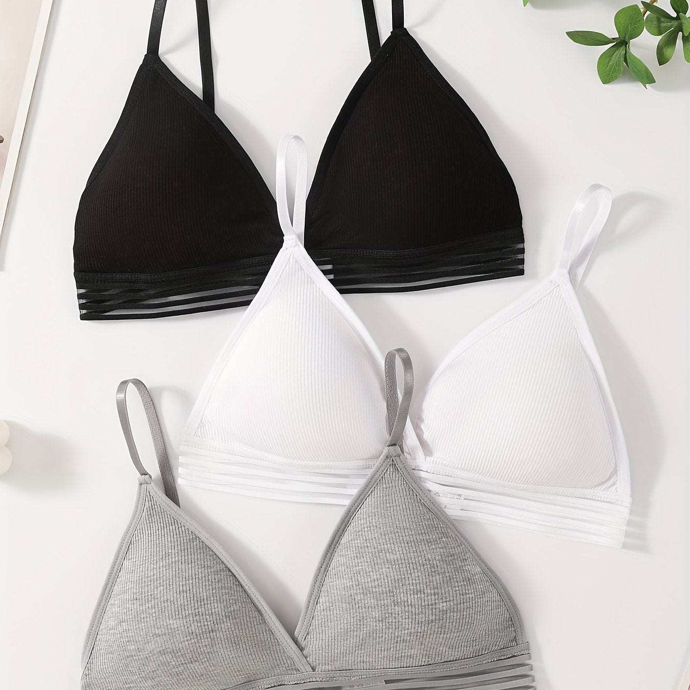 Ribbed Comfort Bralette – 3PC Set