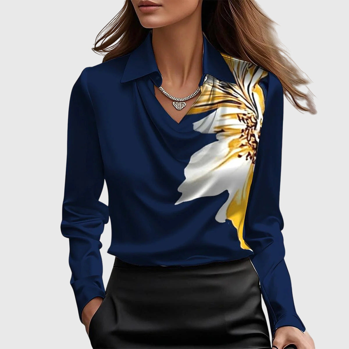 Genevieve Satin Cowl Neck Blouse