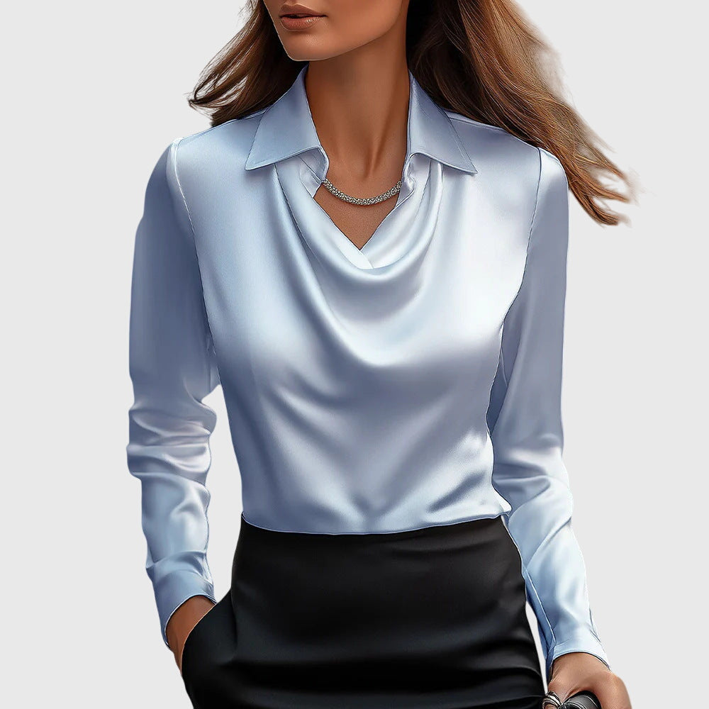 Genevieve Satin Cowl Neck Blouse