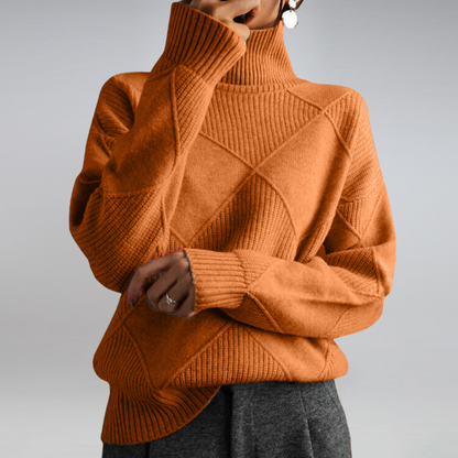 Elara Diamond Knit Turtleneck Sweater
