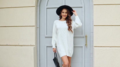 Elara Cable Knit Sweater Dress