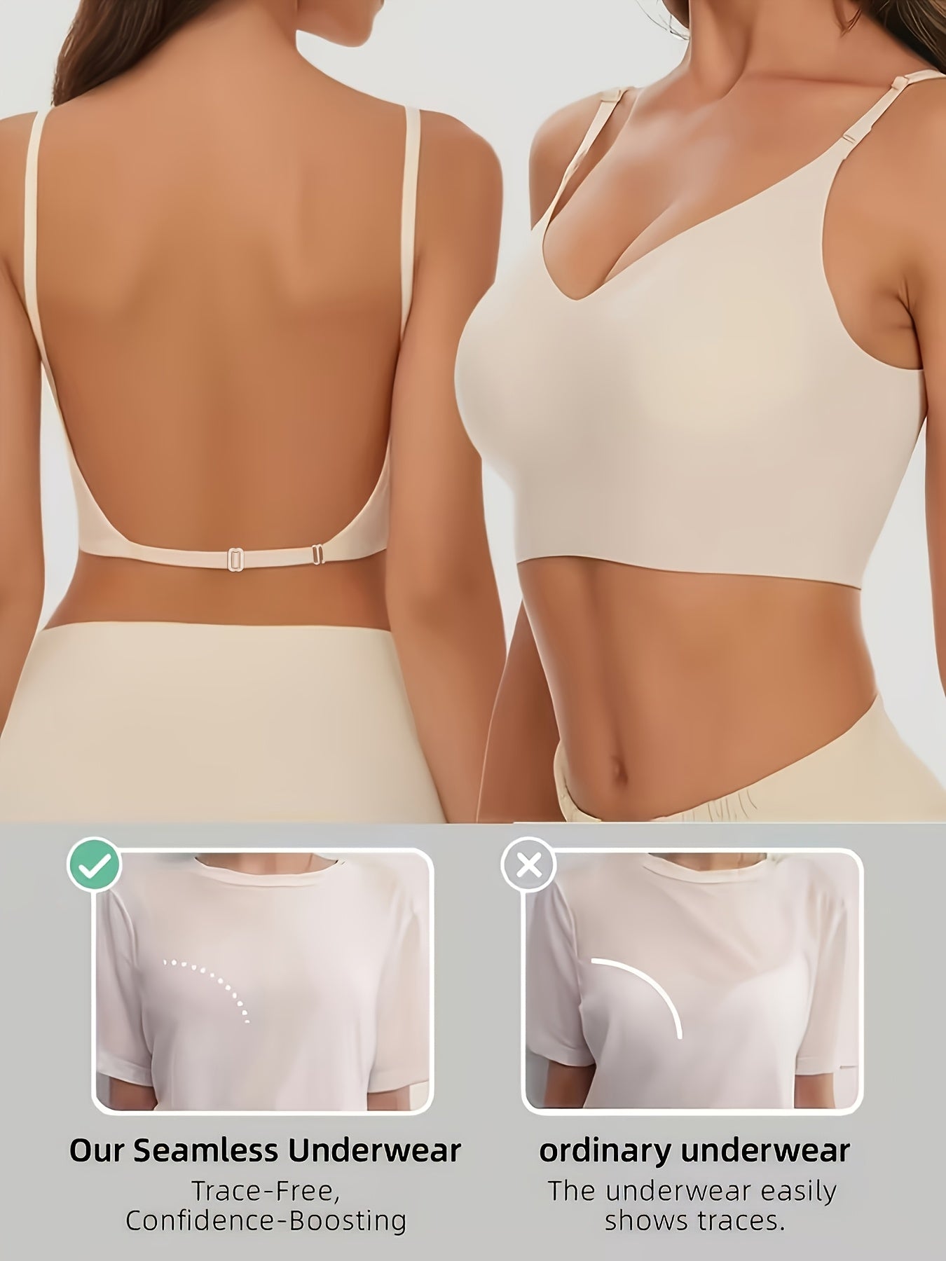 Seamless V-Neck Comfort Bra