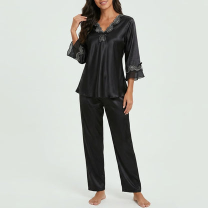 Aurelia Satin Lace Lounge Set