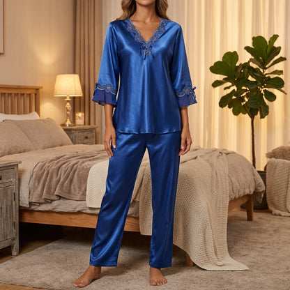 Aurelia Satin Lace Lounge Set