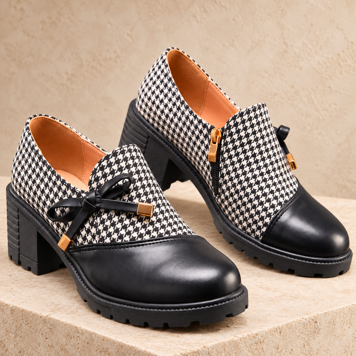 Eloise Houndstooth Bow Loafers