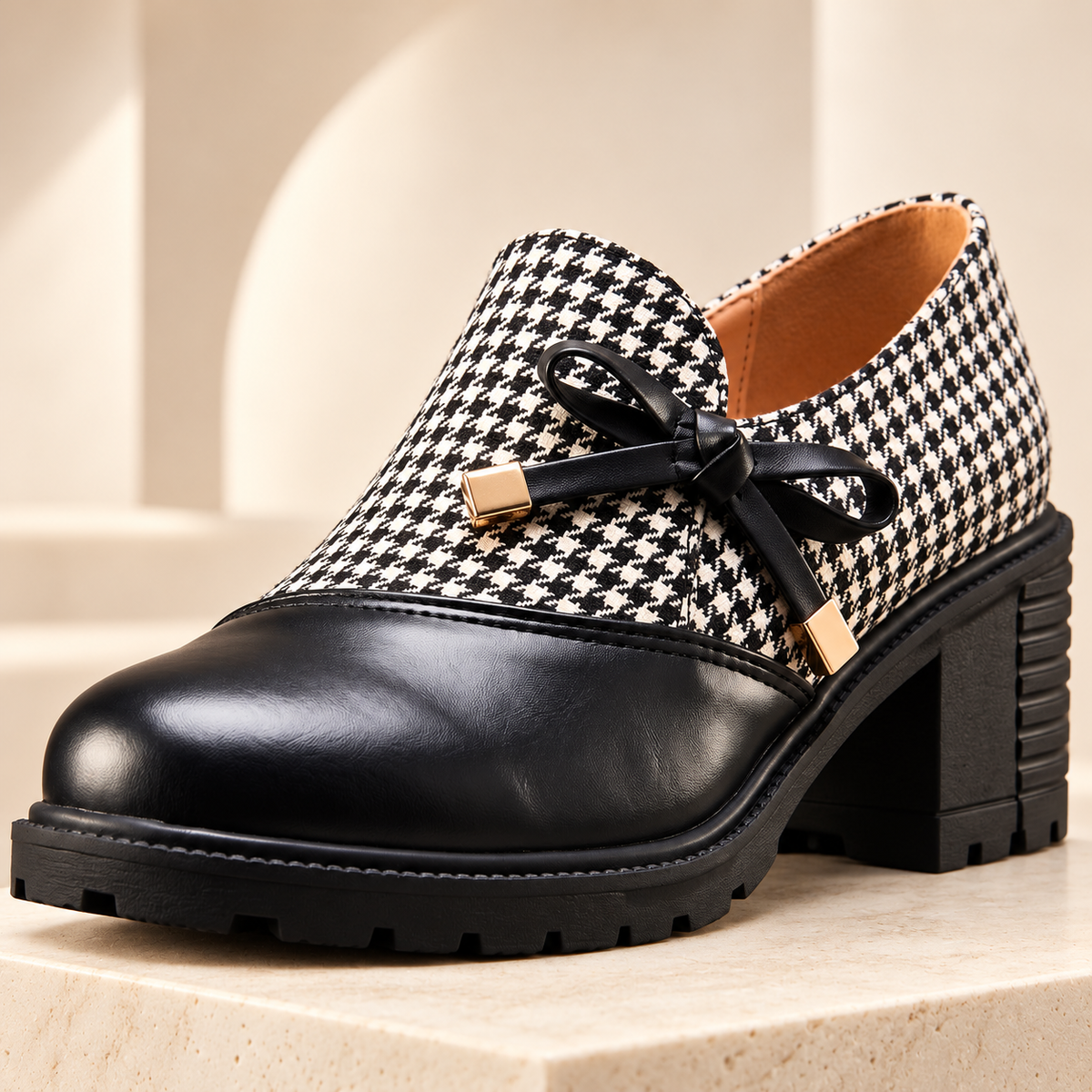 Eloise Houndstooth Bow Loafers