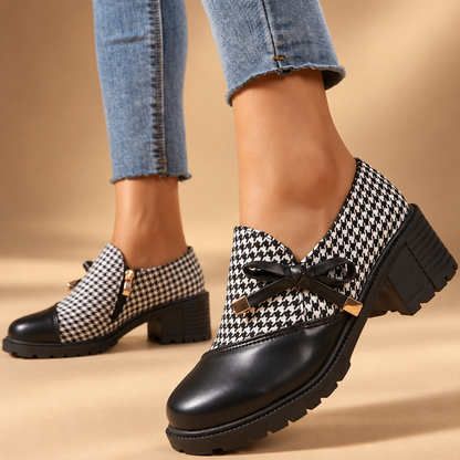 Eloise Houndstooth Bow Loafers