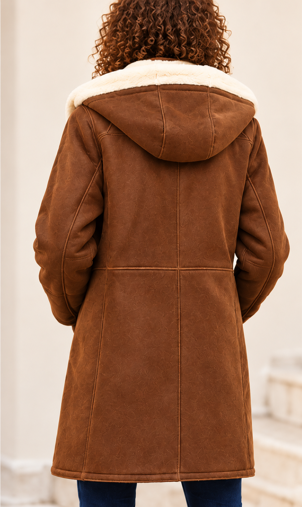Aurelia Suede-Look Shearling Coat