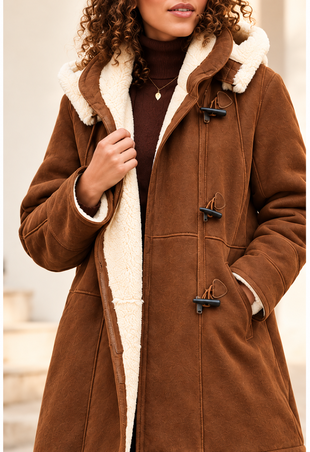 Aurelia Suede-Look Shearling Coat