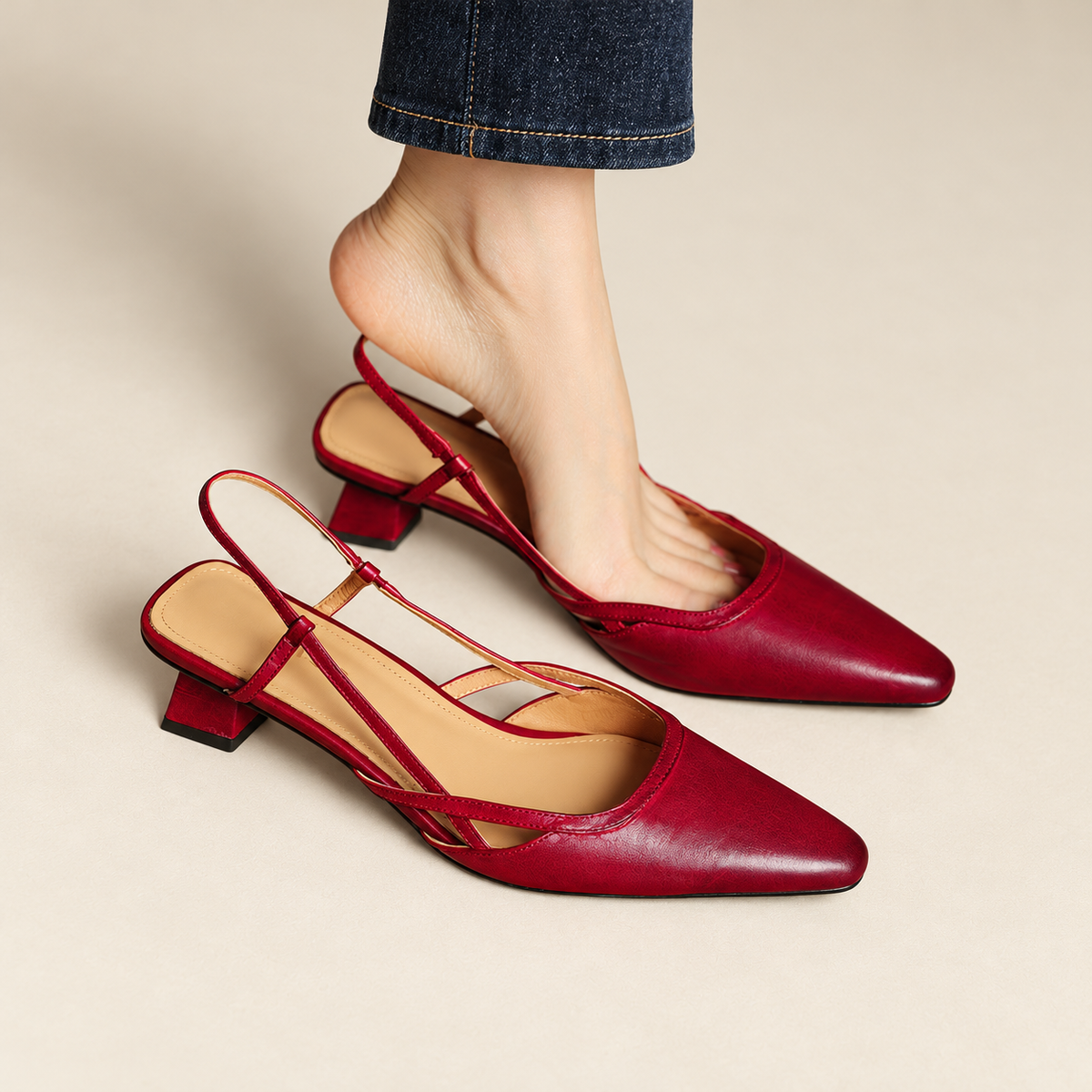 Aurelia Luxe Leather Slingback Heels