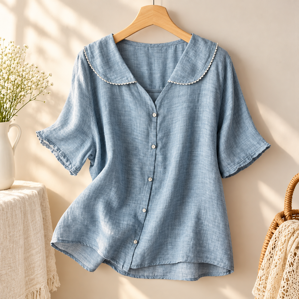 Elodie Linen Flutter Blouse