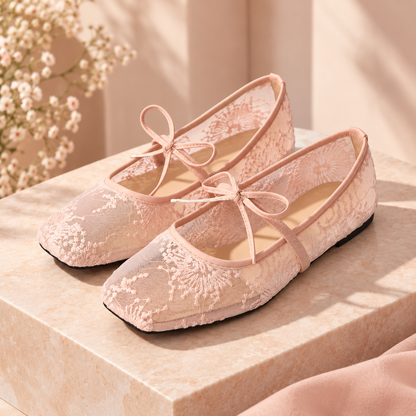 Luna Lace Bow Ballet Flats