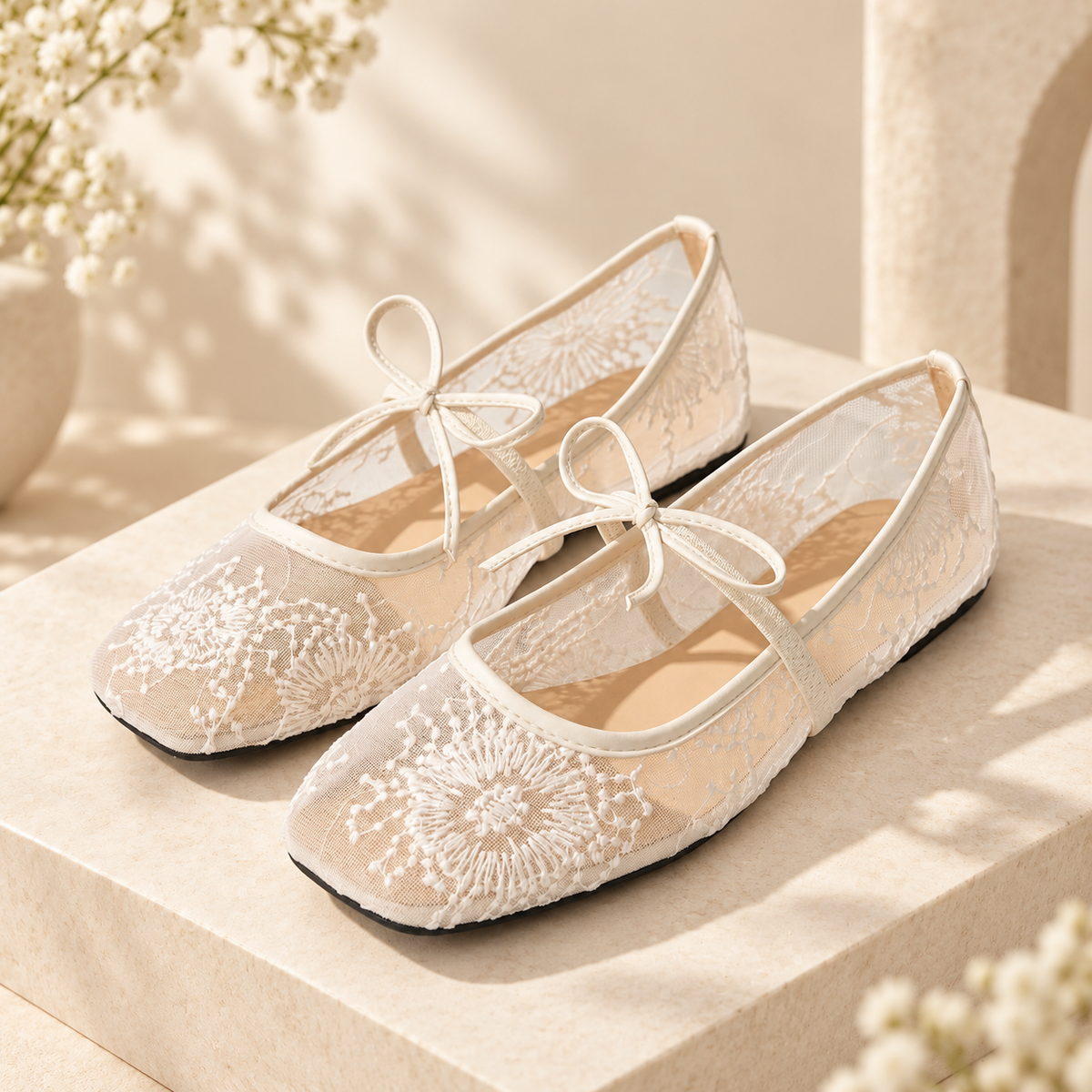 Luna Lace Bow Ballet Flats