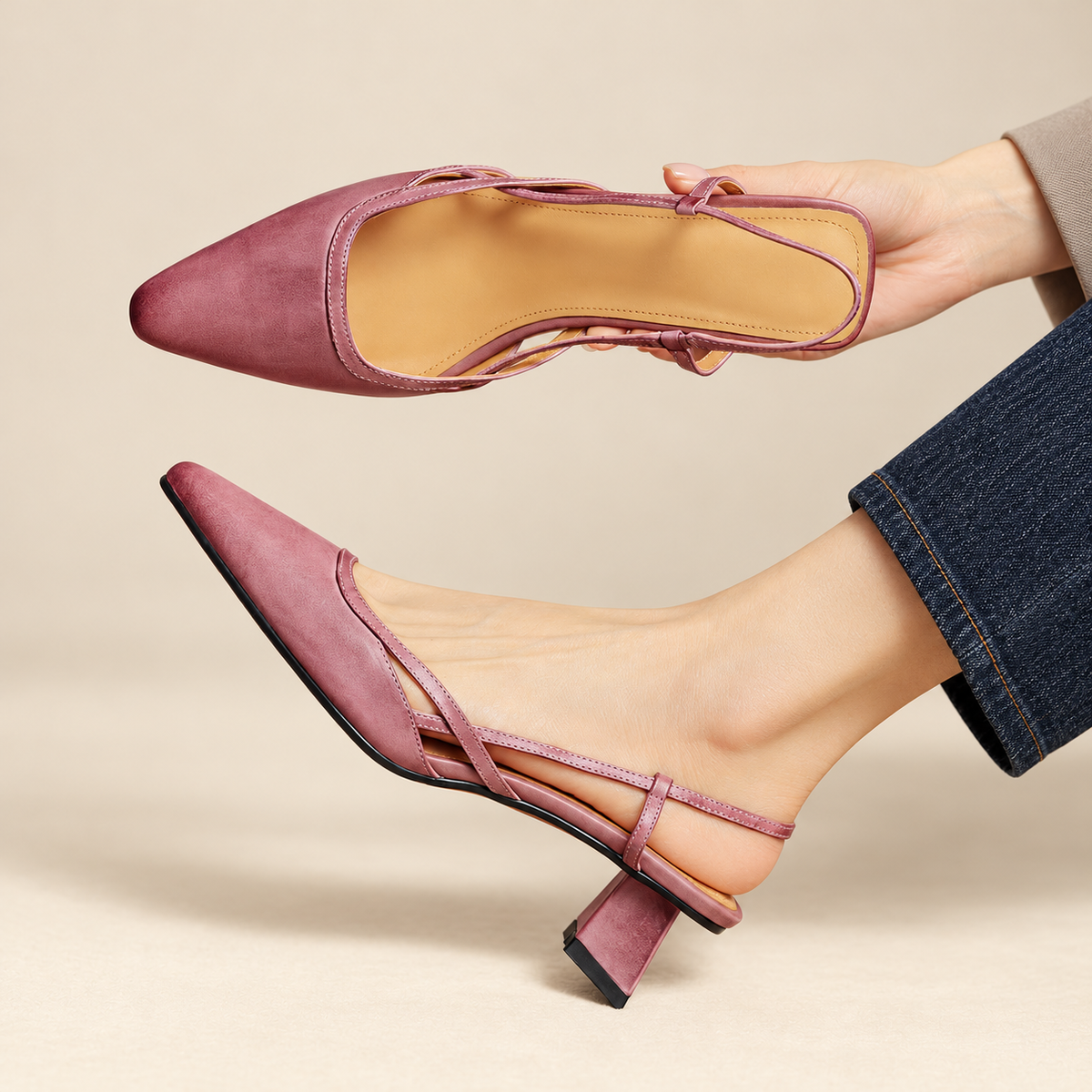 Aurelia Luxe Leather Slingback Heels