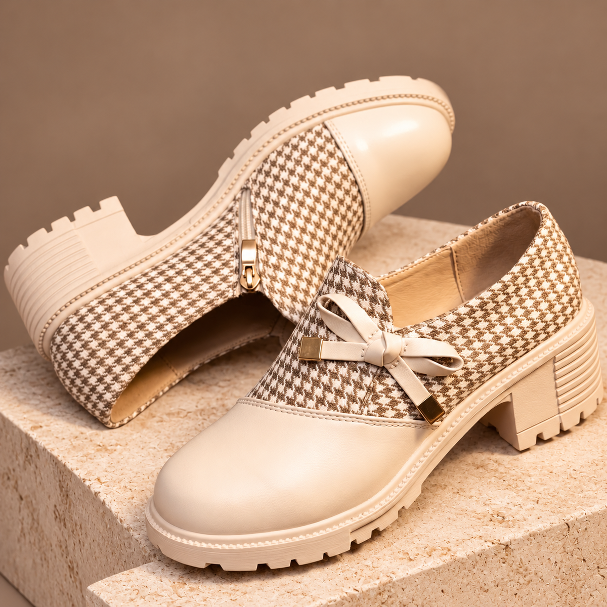 Eloise Houndstooth Bow Loafers