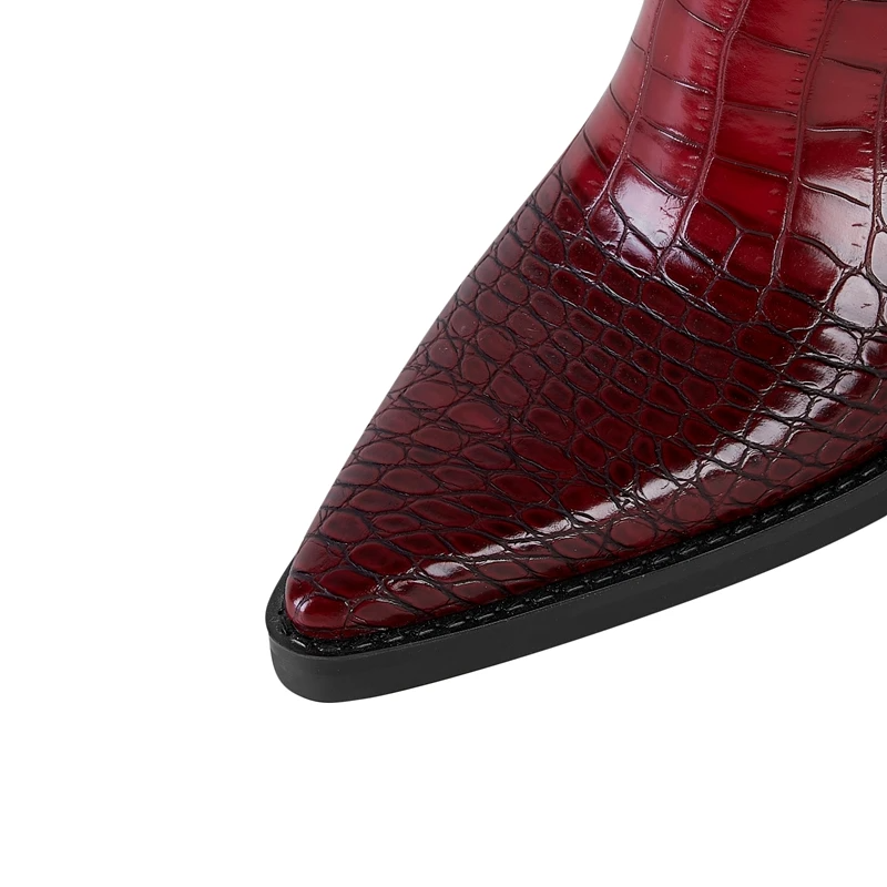 Valencia Croc Leather Knee-High Boots