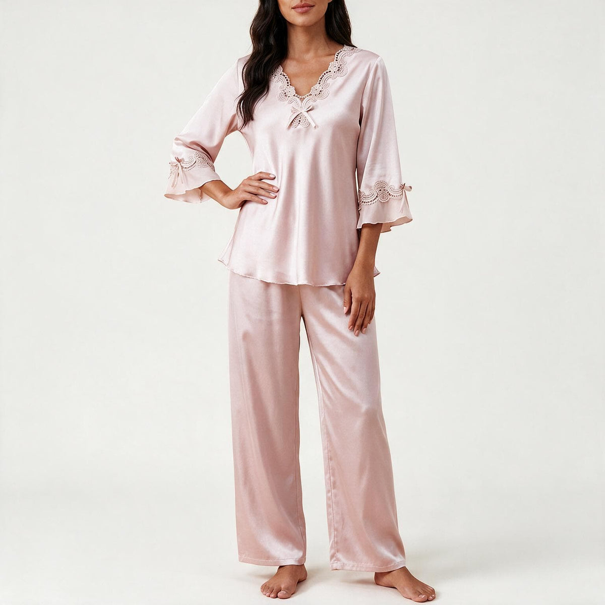 Aurelia Satin Lace Lounge Set
