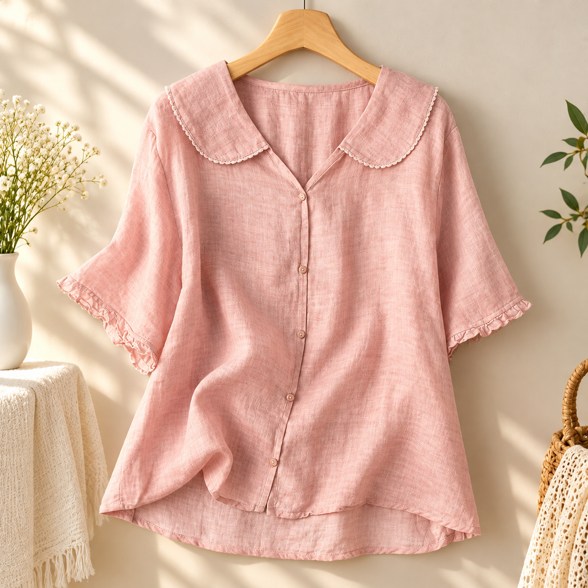 Elodie Linen Flutter Blouse