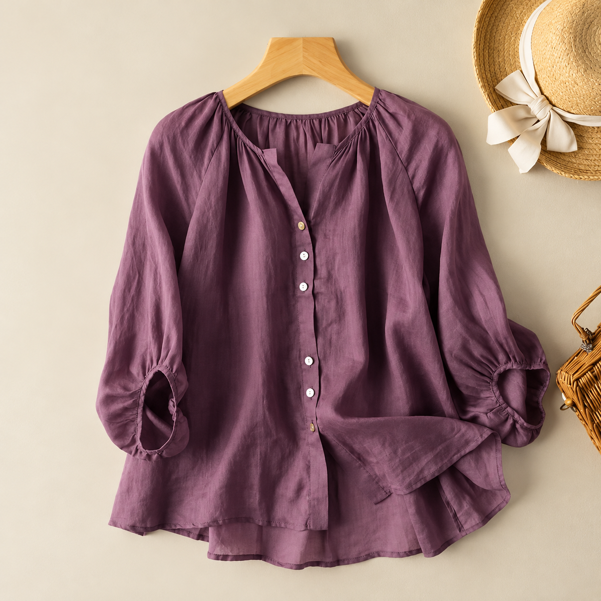 Elara Linen Lantern Top