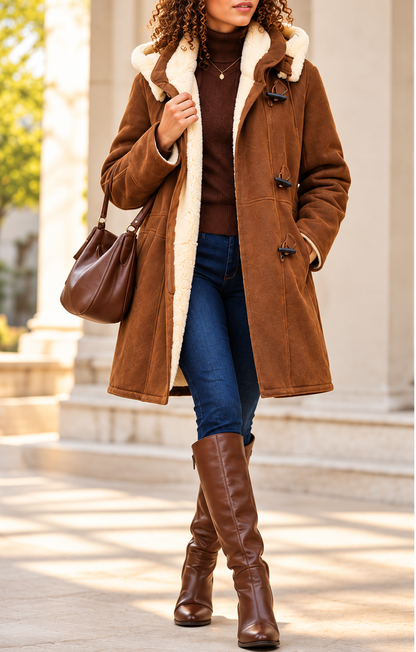 Aurelia Suede-Look Shearling Coat