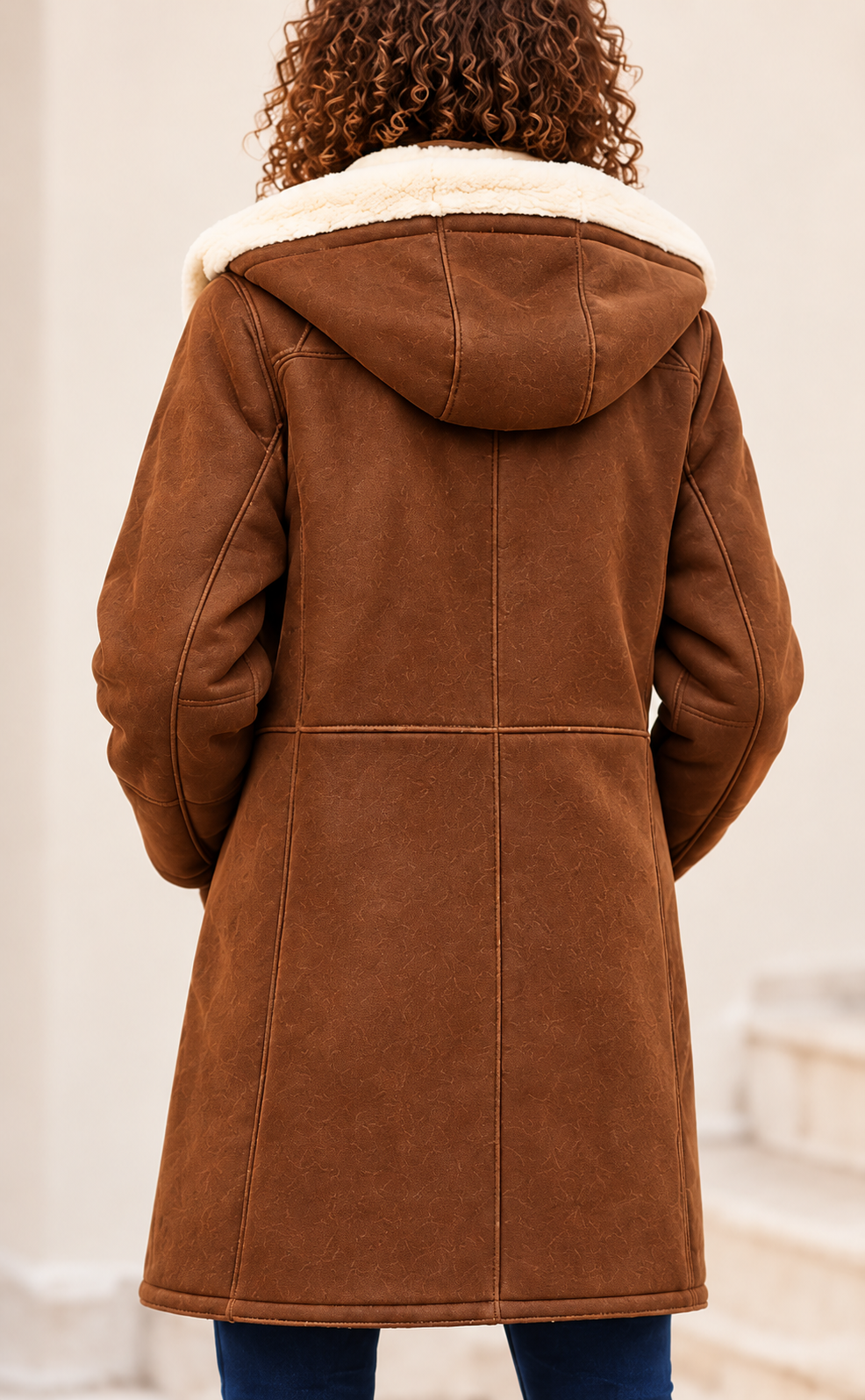 Aurelia Suede-Look Shearling Coat