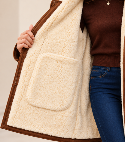 Aurelia Suede-Look Shearling Coat