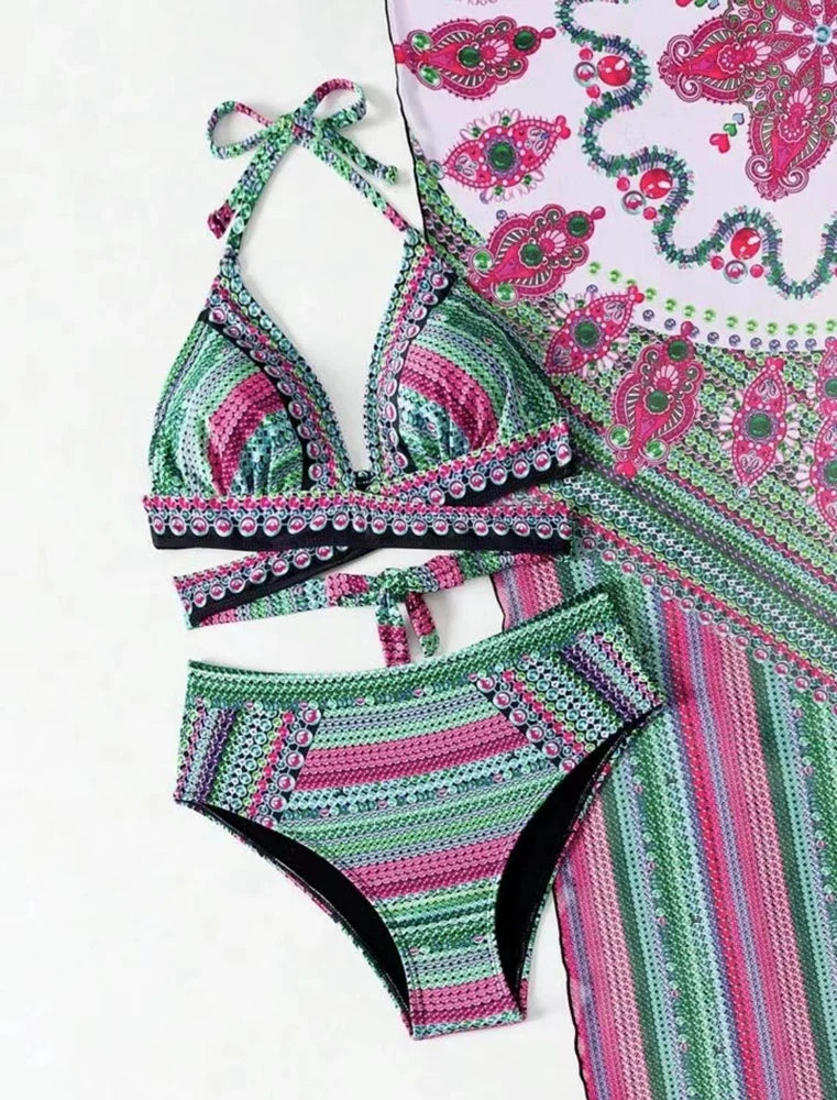 Santorini Blue 3-Piece Bikini Set