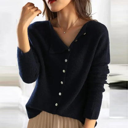 Amara Asymmetric Button Knit Cardigan