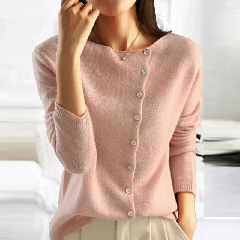 Amara Asymmetric Button Knit Cardigan
