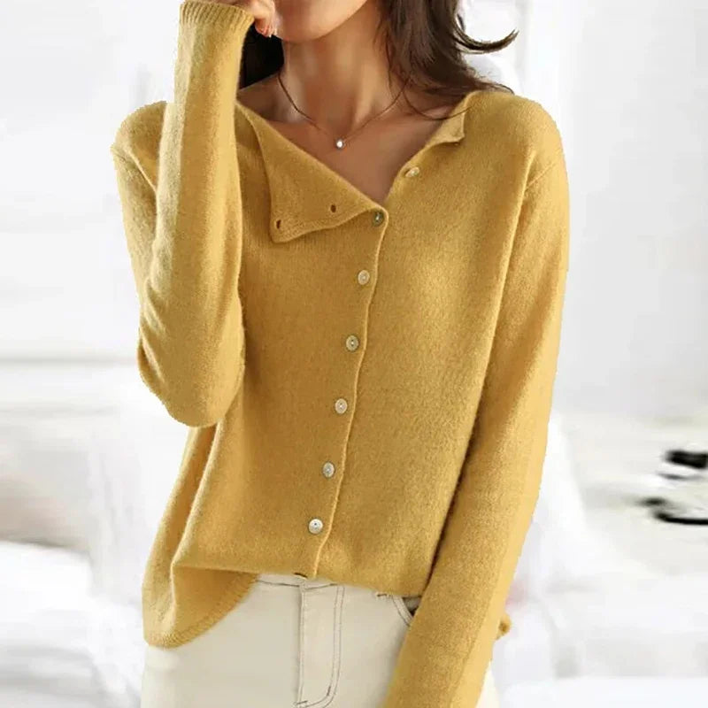 Amara Asymmetric Button Knit Cardigan