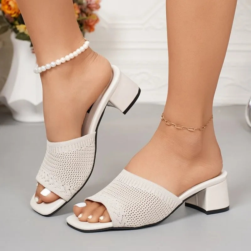 Solea Knit Block Heel Sandals