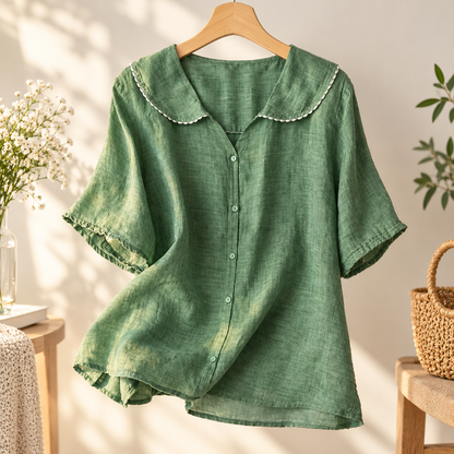 Elodie Linen Flutter Blouse