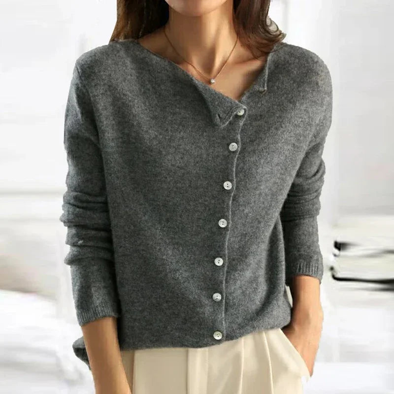 Amara Asymmetric Button Knit Cardigan