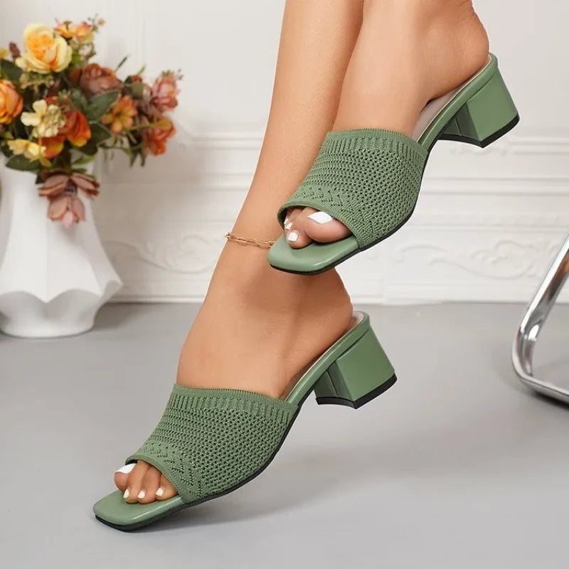 Solea Knit Block Heel Sandals
