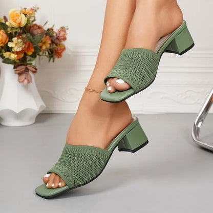 Solea Knit Block Heel Sandals