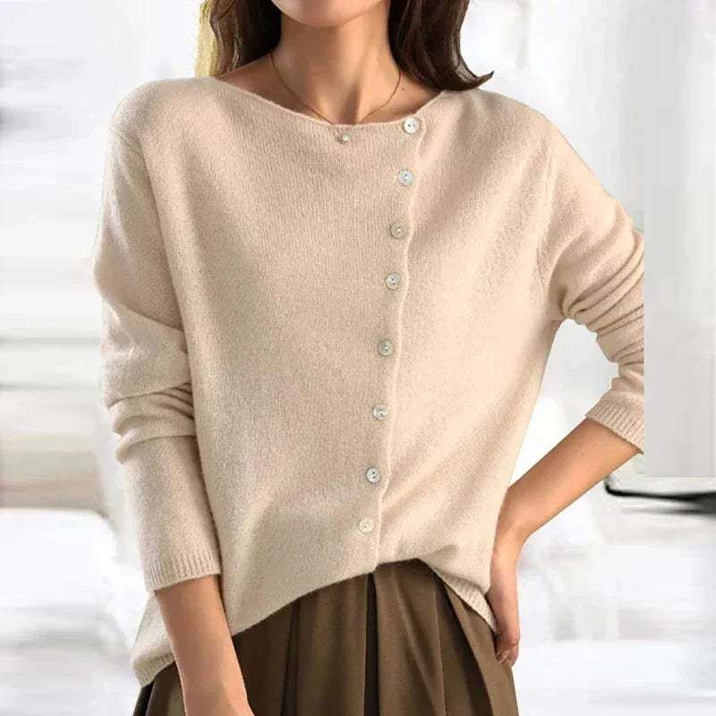 Amara Asymmetric Button Knit Cardigan