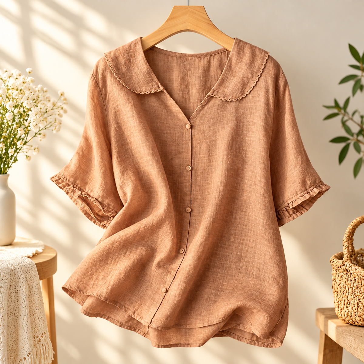 Elodie Linen Flutter Blouse