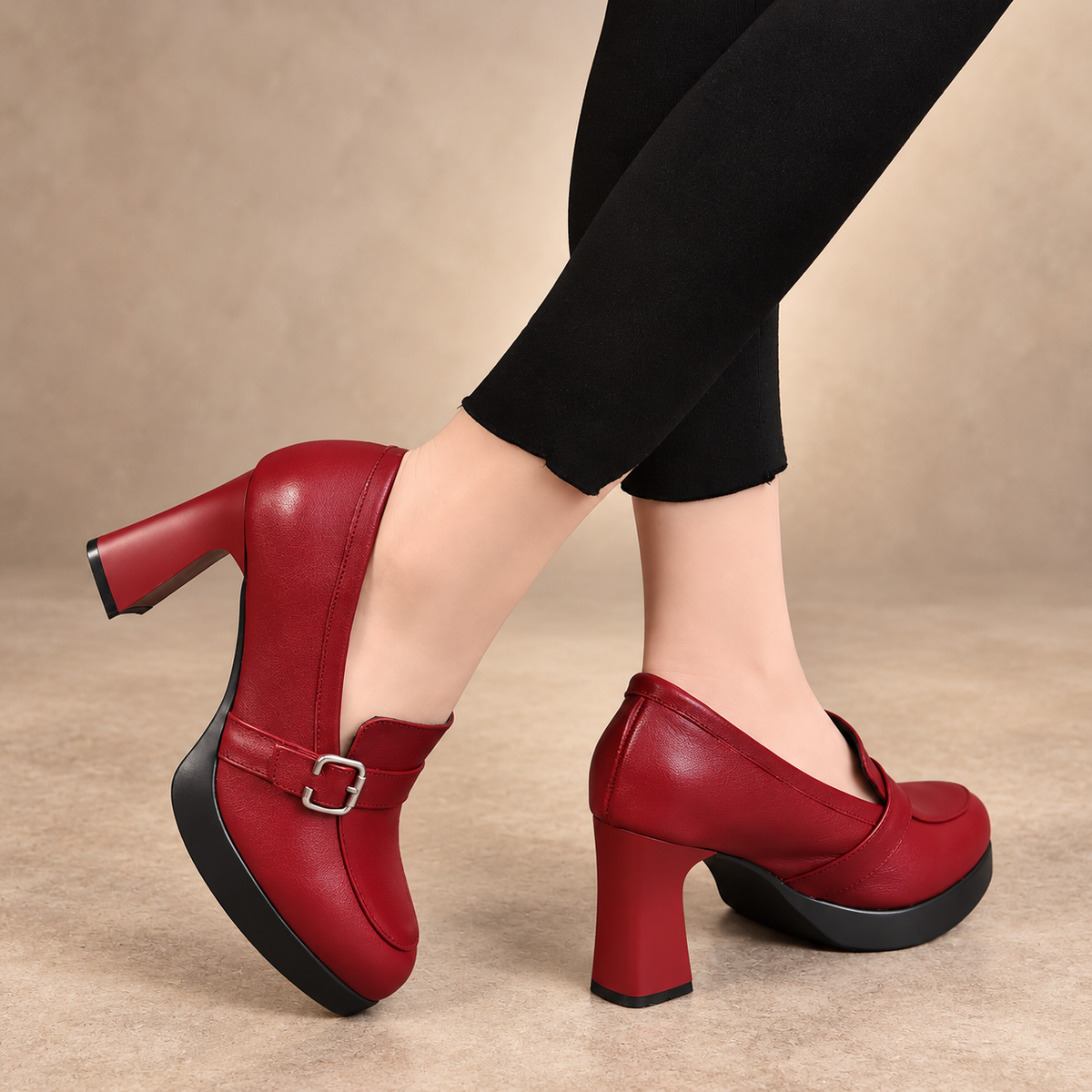 Valencia Buckle Block Heel