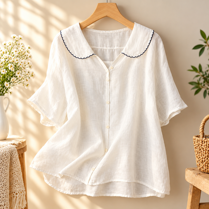 Elodie Linen Flutter Blouse