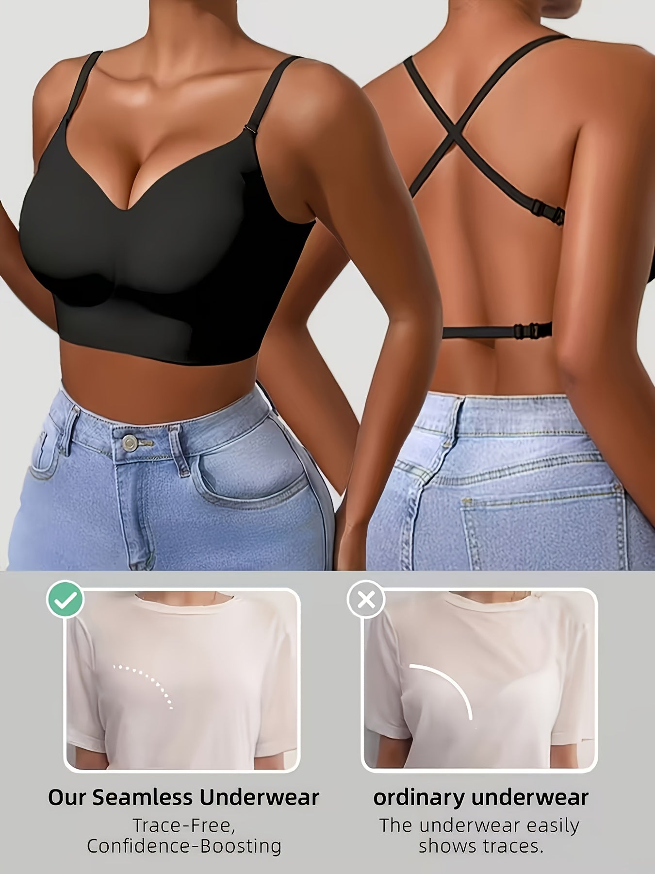 Seamless V-Neck Comfort Bra
