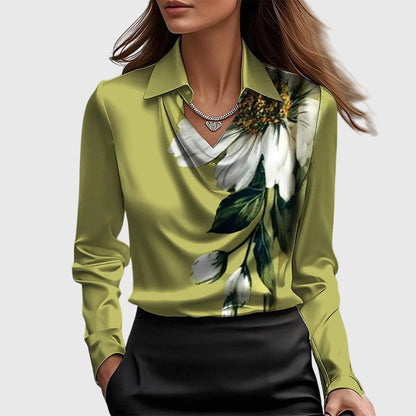 Genevieve Satin Cowl Neck Blouse