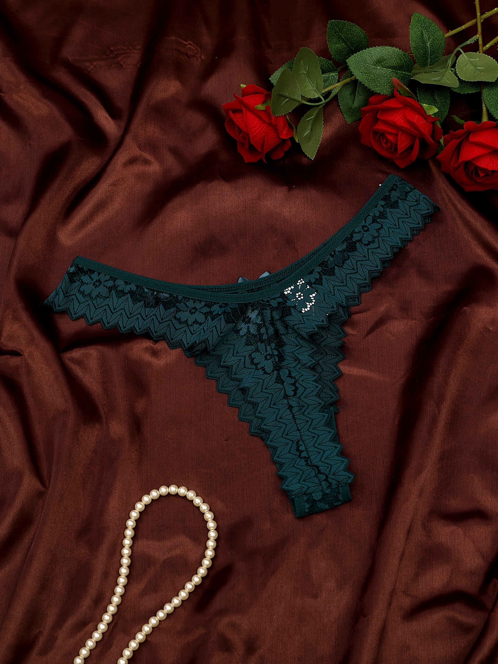 Floral Jacquard Bow Lace Women's Panties